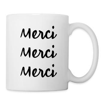 MERCI. THANKS. THANK YOU. ANNIVERSAIRE. NAISSANCE. - Mug blanc - blanc - Droite