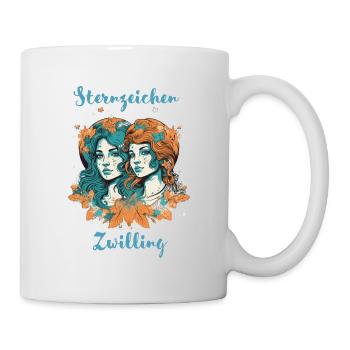 Sternzeichen Zwilling Tierkreiszeichen Horoskop - Tasse - Weiß - Rechts