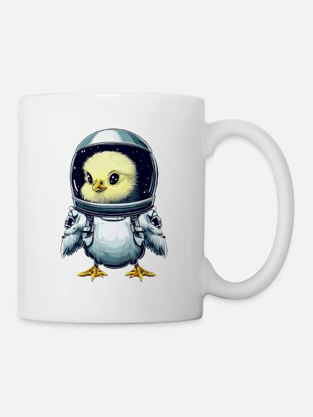 Astronautes poulet et poussin, créatifs - Mug blanc - blanc