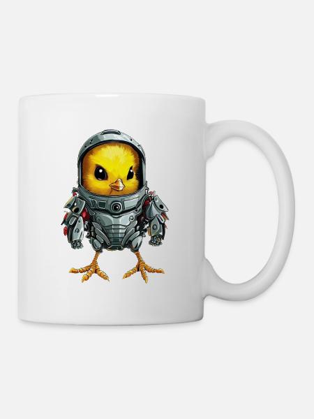 Poulet en costume de mécha, conception de robot futuriste - Mug blanc - blanc
