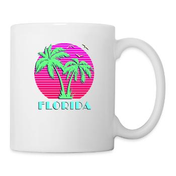 Florida Retro Palm Trees Sunset - Mug - white - Right