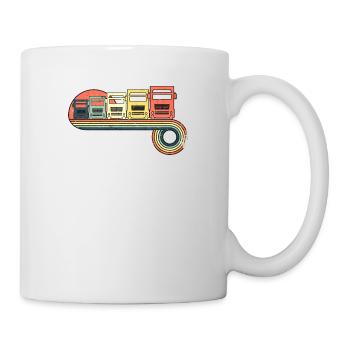 LKW-Retro-Weinlese-Sonnenuntergang-Regenbogen-Farb - Tasse - Weiß - Rechts