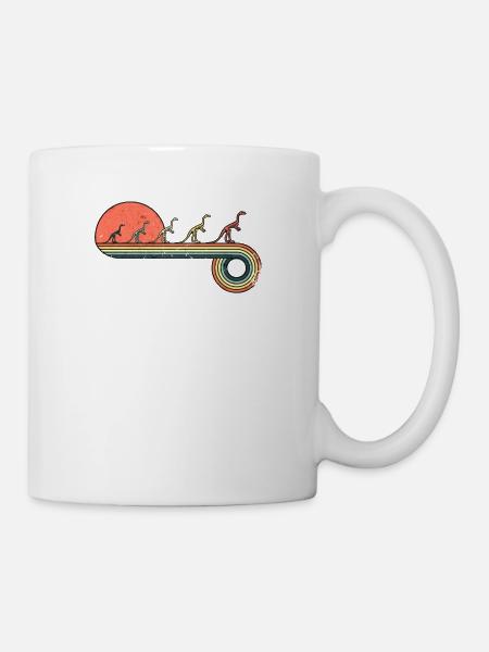 Dinosaurier Skeleton Retro Vintage Sunset Rainbow - Tasse - Weiß