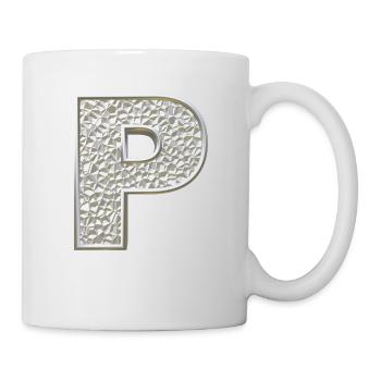 P, letter, letter P, initial, initial P, monogram, - Tasse - Weiß - Rechts