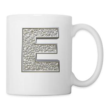 E, letter, letter E, initial, initial E, monogram, - Tasse - Weiß - Rechts