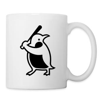 Silhouette de joueur de baseball pingouin - Mug blanc - blanc - Droite