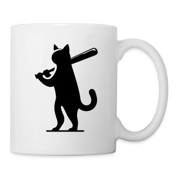 Minimalistische Katzen-Baseballspieler Silhouette - Tasse - Weiß - Rechts