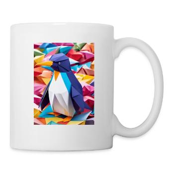 Regenbogenwatschel - Origami-Pinguin - Tasse - Weiß - Rechts
