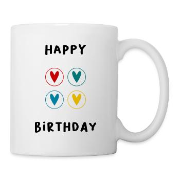 ANNIVERSAIRE. HAPPY BIRTHDAY. JOYEUX ANNIVERSAIRE. - Mug blanc - blanc - Droite