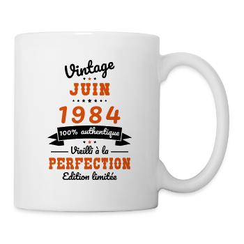 40-jähriges Jubiläum - Jahrgang - Juni 1984 - Tasse - Weiß - Rechts