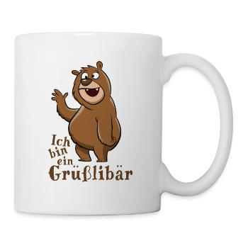 Ich bin ein Grüßlibär - Grizzly grüßt fröhlich - Tasse - Weiß - Rechts