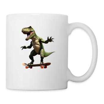 T-Rex drôle sur planche à roulettes - Dinosaure - Mug blanc - blanc - Droite