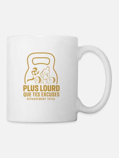 Heavier Than Your Excuses – Kettlebell Motivation - Mug - white