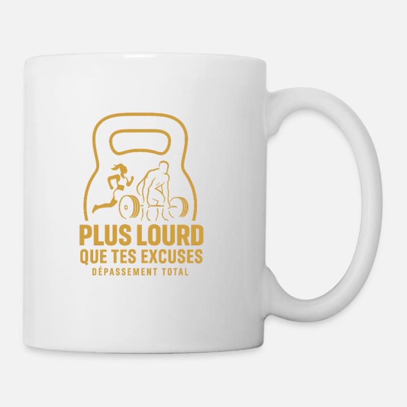 Heavier Than Your Excuses – Kettlebell Motivation - Mug - white