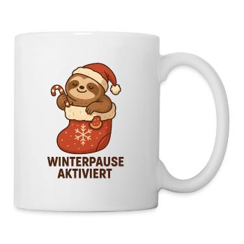 Winterpause Aktiviert Faultier - Tasse - Weiß - Rechts