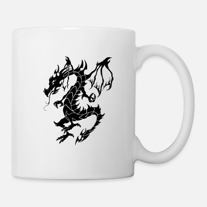 Drache in Schwarz - Tasse - Weiß