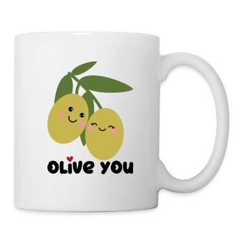 Olive You | Ich Liebe Dich | Valentinstag Herz - Tasse - Weiß - Rechts