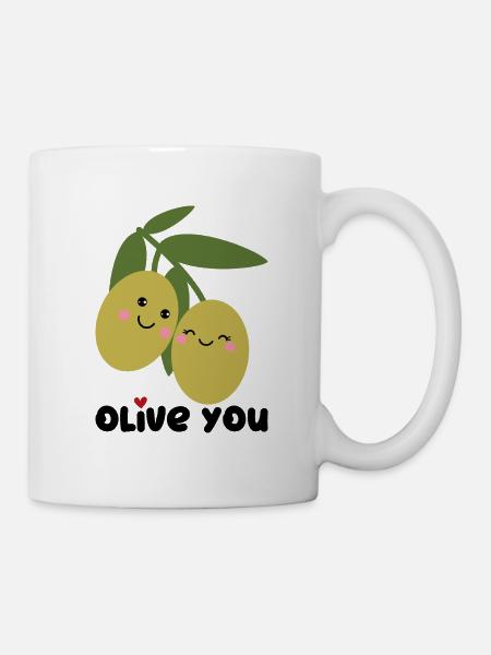 Olive You | Je t’aime | Le cœur de la Saint-Valentin - Mug blanc - blanc