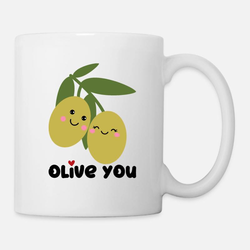 Olive You | Ich Liebe Dich | Valentinstag Herz - Tasse - Weiß