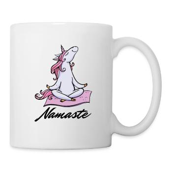 Yoga Einhorn | Namaste Regenbogen Meditation - Tasse - Weiß - Rechts