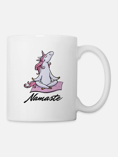 Yoga Licorne | Namaste Rainbow meditation - Mug blanc - blanc