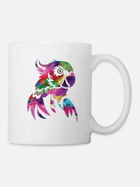 kunterbunter Ara Papagei - Tasse - Weiß