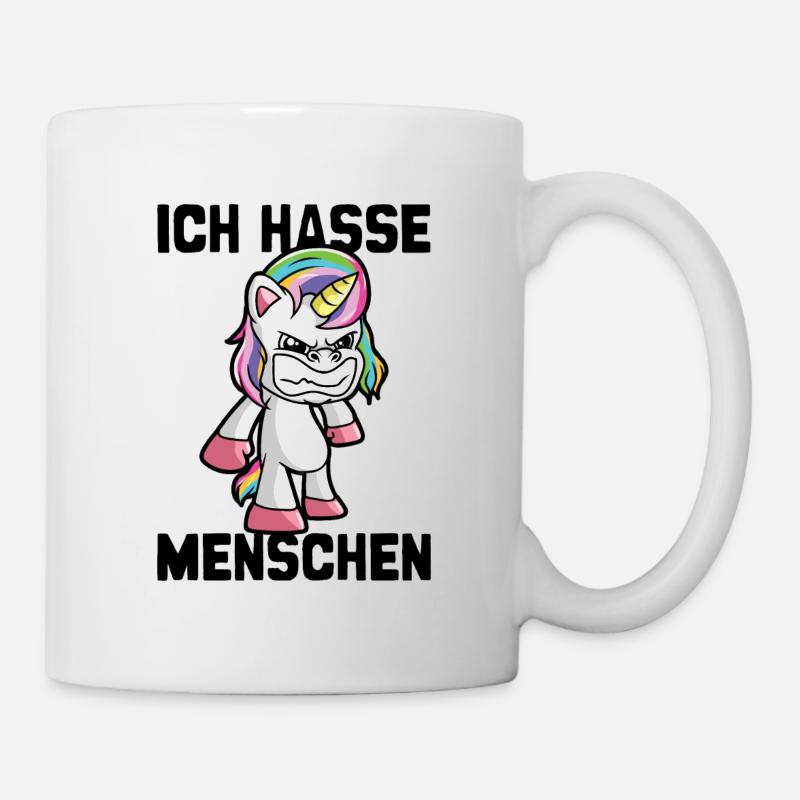 Ich Hasse Menschen Wütendes Einhorn Geschenk - Tasse - Weiß