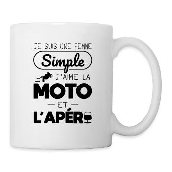 Je suis une femme simple, j'aime la moto et apero - Mug blanc - blanc - Droite