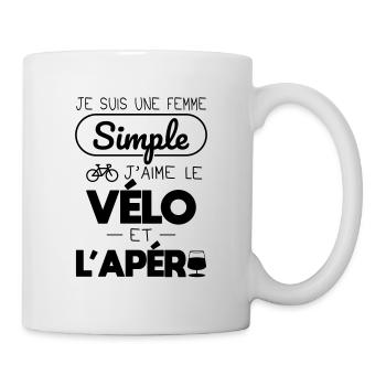 Je suis une femme simple j'aime le vélo et l'apéro - Mug blanc - blanc - Droite