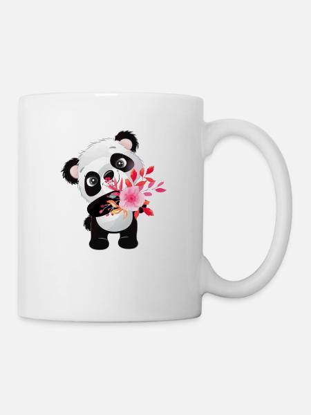 Petit panda avec des fleurs - Mug blanc - blanc