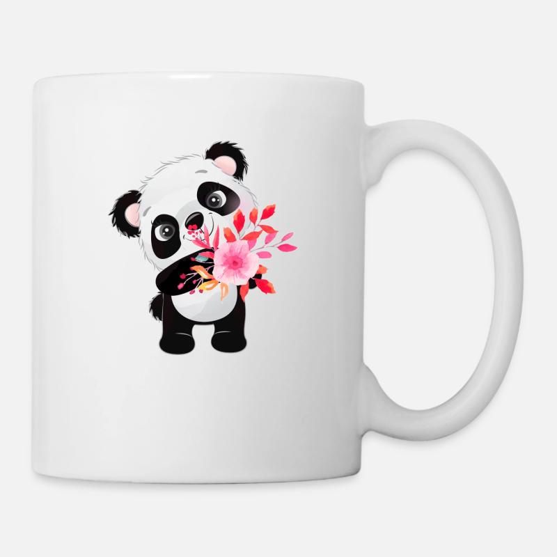 Petit panda avec des fleurs - Mug blanc - blanc