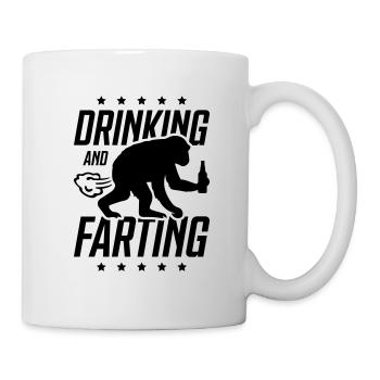 drinking farting monkey - Tasse - Weiß - Rechts