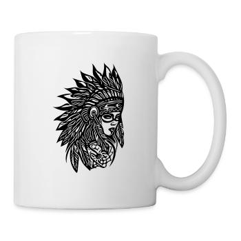 Vintage Indian head with feathers - Mug - white - Right