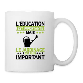 Education est importante jardinage plus important - Mug blanc - blanc - Droite