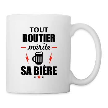 Tout routier mérite sa bière, idée cadeau routier - Mug blanc - blanc - Droite