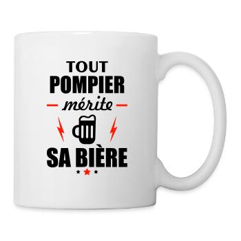 Tout pompier mérite sa bière, idée cadeau pompier - Mug blanc - blanc - Droite