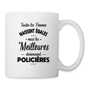 Femmes égales les meilleures deviennent policières - Mug blanc - blanc - Droite
