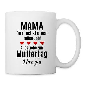 Beste Mama Kind gratulieren Glückwunsch Muttertag - Tasse - Weiß - Rechts