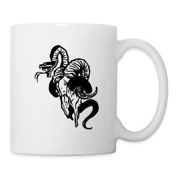 Snake in goat skull Halloween - Mug - white - Right