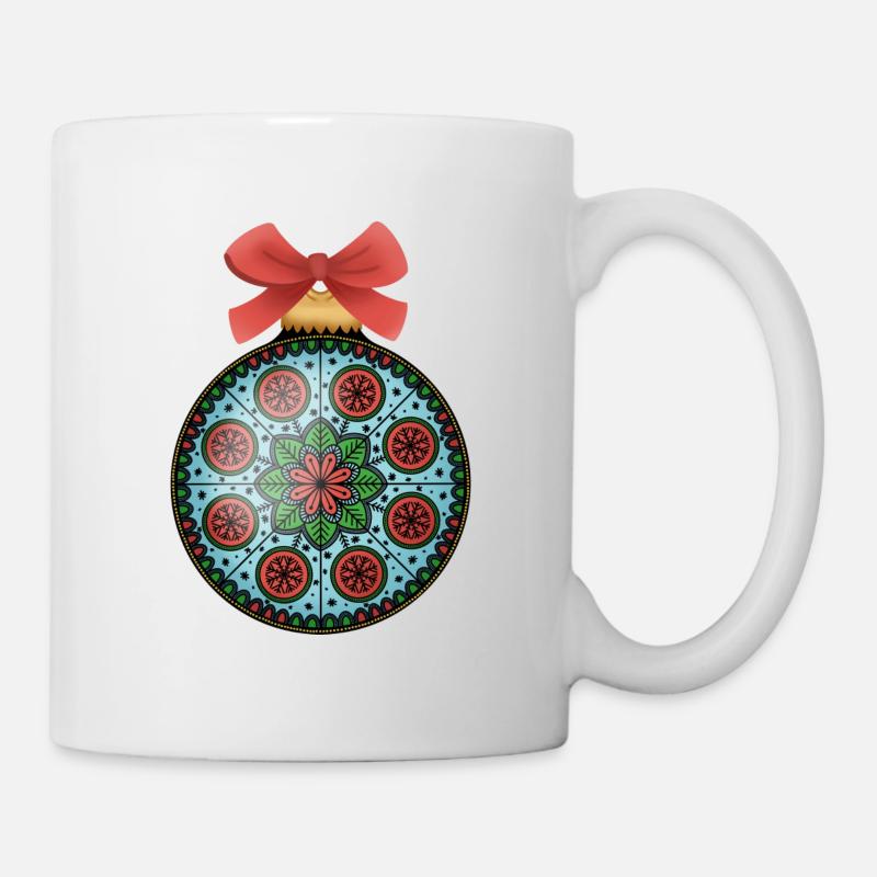 Weihnachtskugel Mandala - Tasse - Weiß