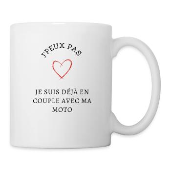 j'peux pas, je suis déjà en couple avec ma moto - Mug blanc - blanc - Droite