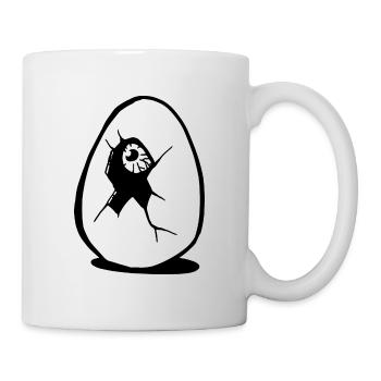 oeuf avec œil effrayant - Mug blanc - blanc - Droite