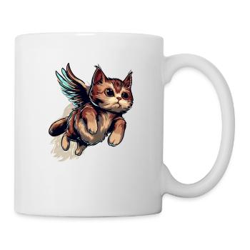 Fliegende Katze - Tasse - Weiß - Rechts