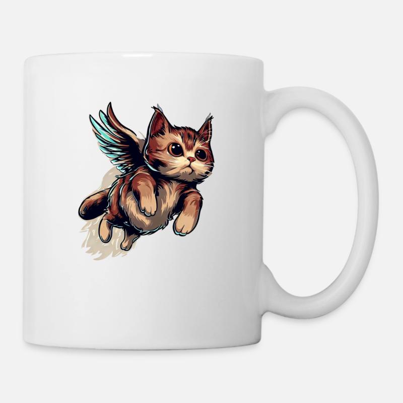 Fliegende Katze - Tasse - Weiß