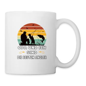 Opa und Enkel Beste Angler Geschenk - Tasse - Weiß - Rechts