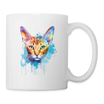 Eine farbenfrohe Siamkatze - Tasse - Weiß - Rechts