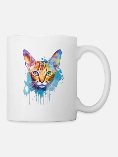 Eine farbenfrohe Siamkatze - Tasse - Weiß