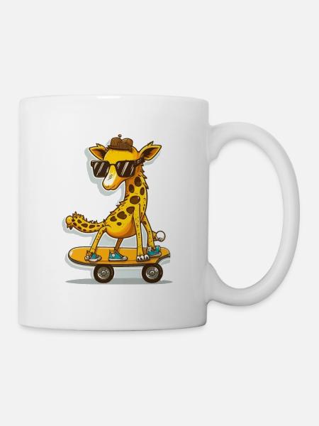 Skateboarding Giraffe - Tasse - Weiß