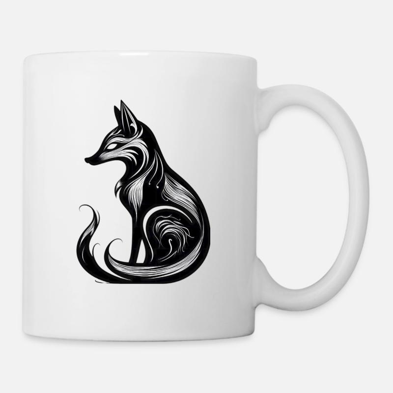 Minimalistic Black & White Fox - Mug - white