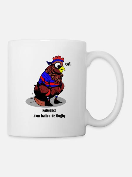 NAISSANCE D'UN BALLON DE RUGBY ! - Mug blanc - blanc